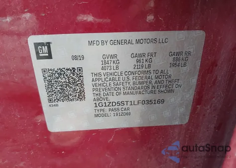 2020 Chevrolet Malibu Fwd Lt from USA, damaged, VIN 1G1ZD5ST1LF035169